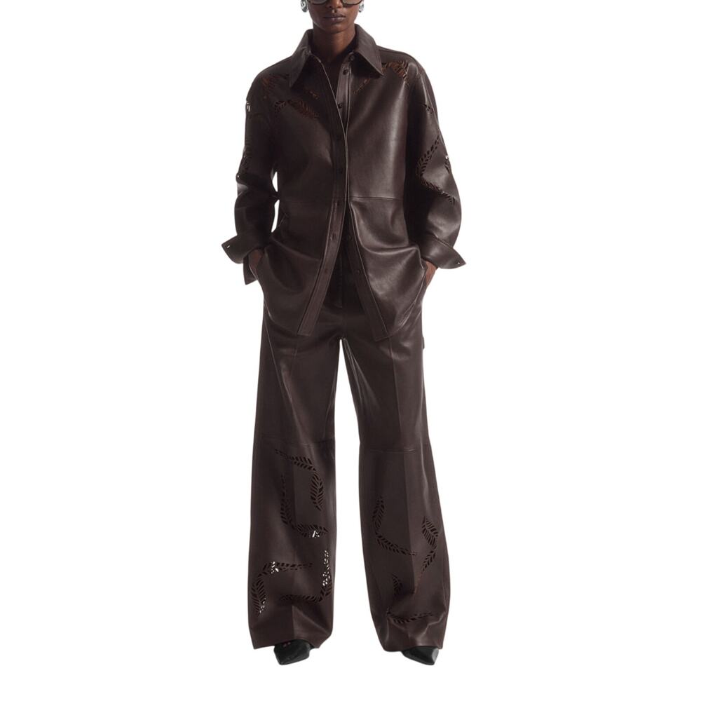 Cos Leather Brown Utility Trousers Size 8